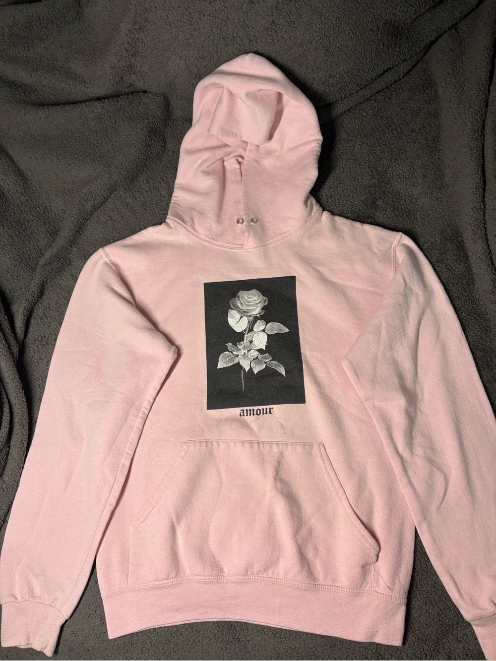 Soft Pink Rose Graphic Crewneck Hoodie